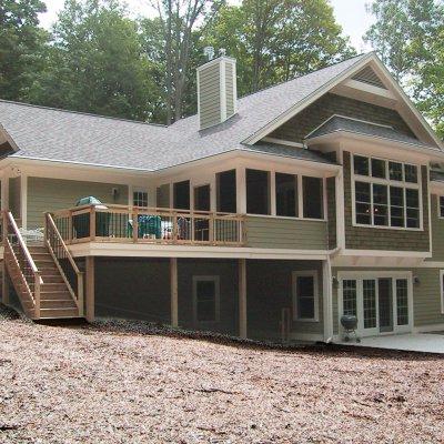 Glen Arbor home rear view from woods