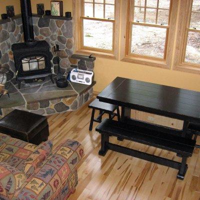 Fireplace with stone hearth 